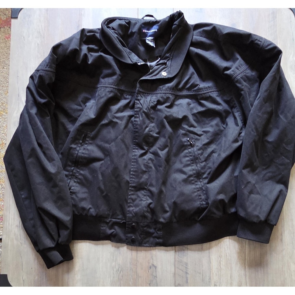 KnightsBridge Black Lined Bomber Jacket Men 2XL Zip Pockets, Zip & Snap Closure